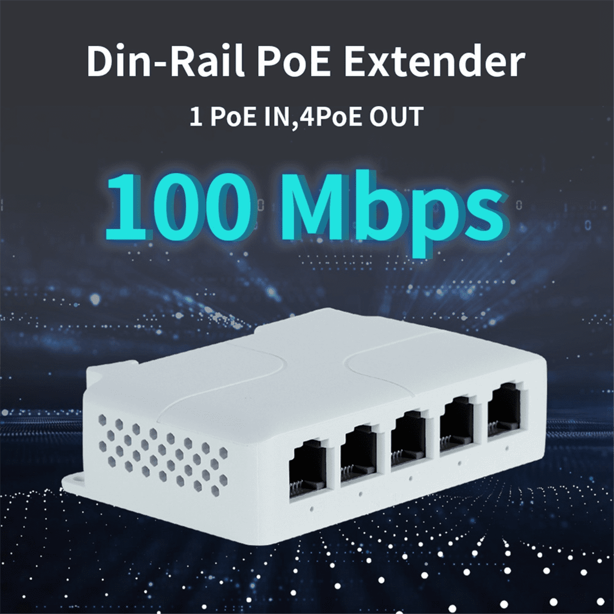 5 Port 10/100Mbps POE Extender 1 in 4 Out Network Switch Repeater Support IEEE802.3af/at/bt for PoE Switch NVR IPC 3Pcs
