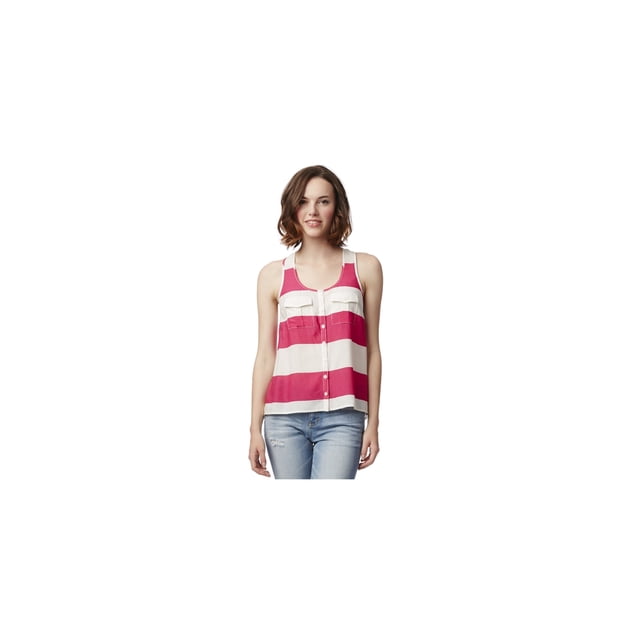 Camiseta sin mangas a rayas Aeropostale para mujer, rosa, extragrande Aeropostale Camiseta sin mangas
