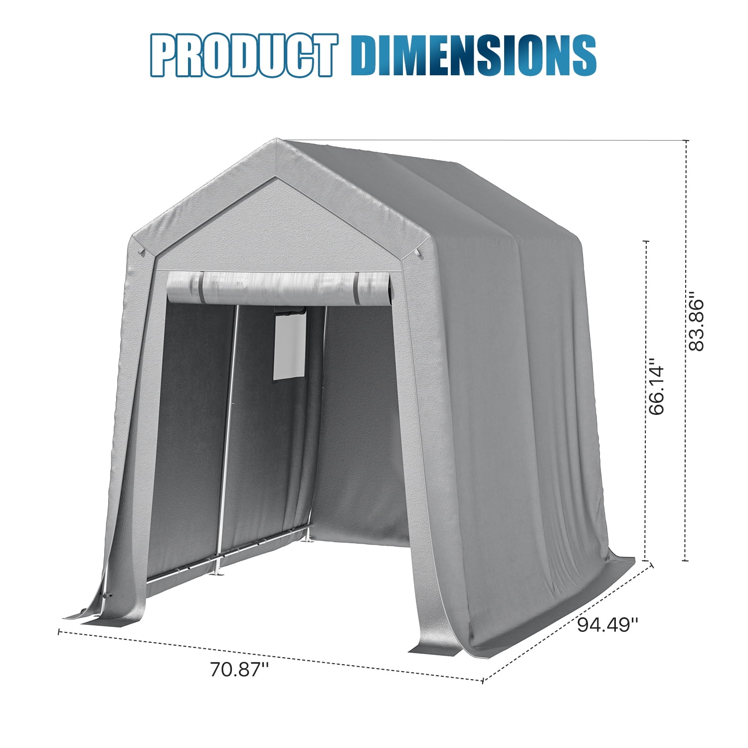 Sunmthink 6x8 FT Outdoor Carport Shed, Portable Storage Sheds with Roll-Up Door & Window, Motorcycle Shelter with Galvanized Steel Frame & Durable Tarp Cover for Bike, Lawn Equipment