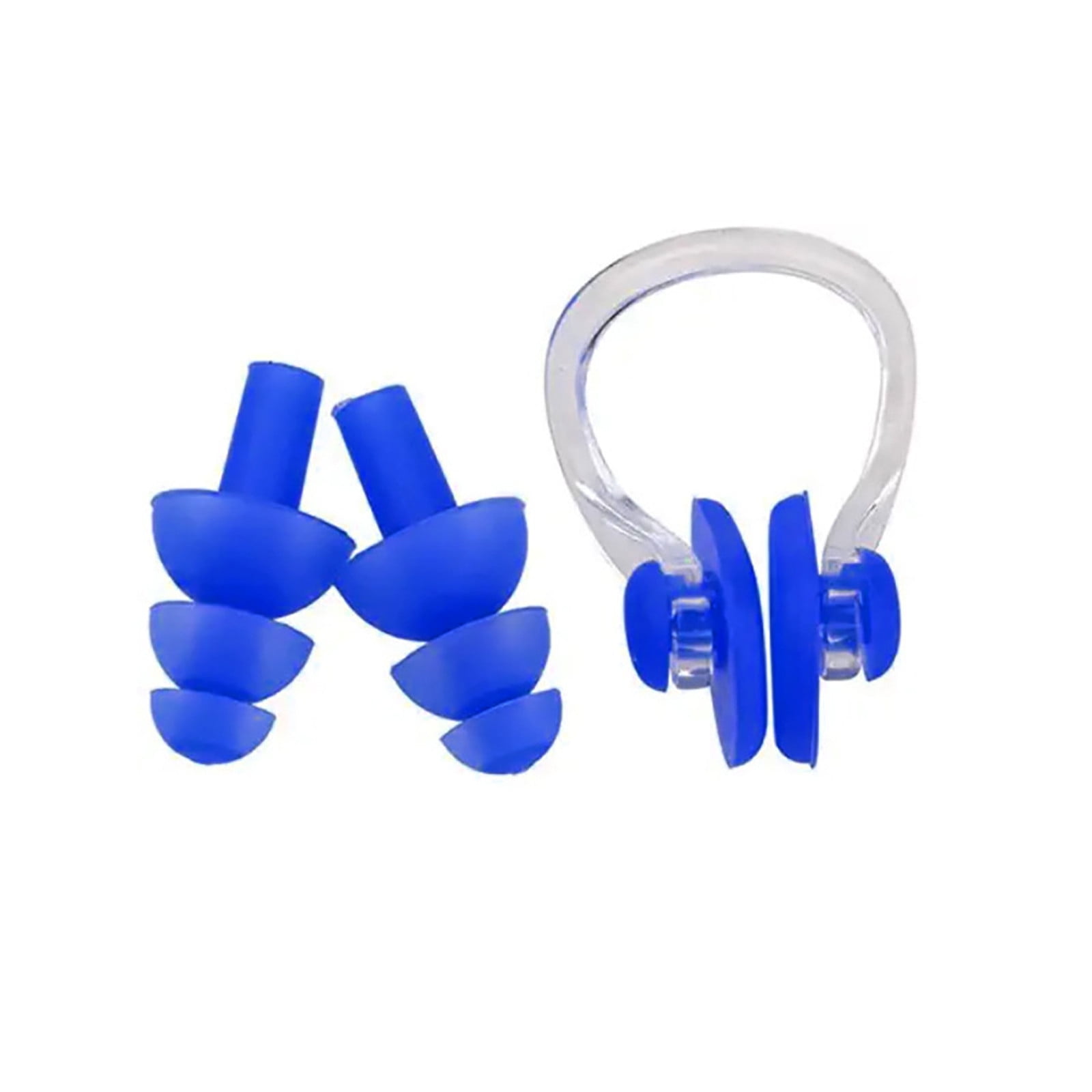 Durable Blue Soft Silicone Swimming Set Nose Clip+Ear Plug Earplug For Women Men 