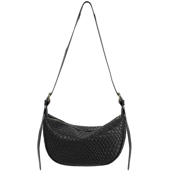 Deago Woven Small Crescent Shoulder Bag for Women Crossbody Bags Underarm Purse Hobo Handbag with Adjustable Strap (Black)