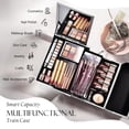 thumbnail image 2 of FRENESSA Estuche organizador de cosméticos, caja de maquillaje portátil con espejo, 2 bandejas, estuche de almacenamiento de viaje con cerradura para maquillador, kits de uñas, herramientas de maquill, 2 of 5