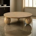 thumbnail image 6 of Benjara Cid Nysa 48 Inch Coffee Table, Round, Brown Solid Rubberwood, 3 Oval Legs, 6 of 6