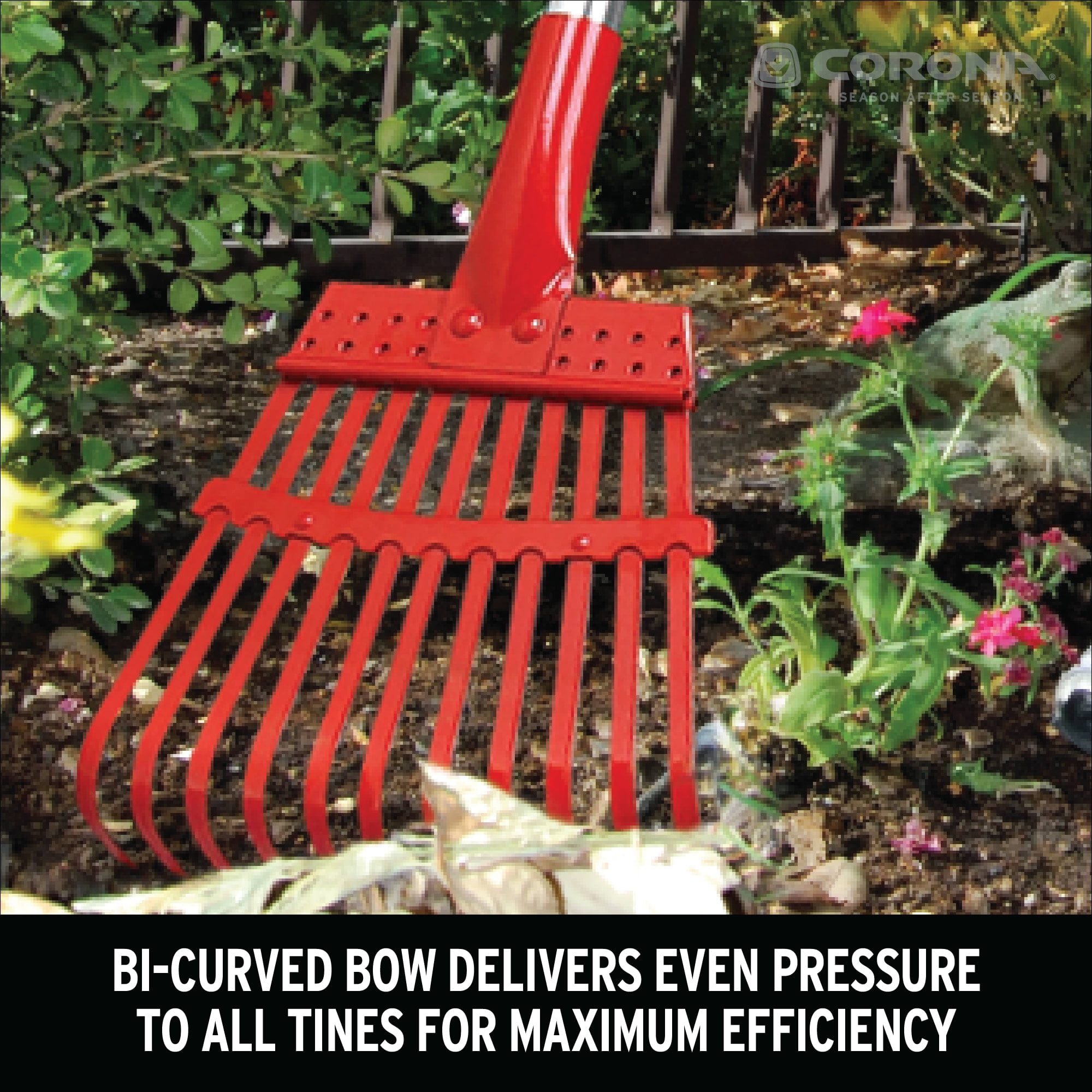 Corona Aluminum Handle, Steel Head Fixed Tine Shrub Rake - 8", 11 Tines
