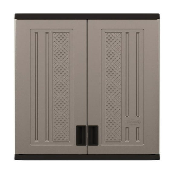 Suncast 30"W x 12"D x 30.25"H Resin Wall Garage Storage Cabinet, Platinum Metallic