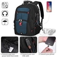 thumbnail image 3 of Mochila laptop 17 impermeable, extra grande, TSA antirrobo, USB, juegos, azul. Capacidad 45L, 3 of 3