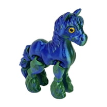 4.84 inch 3D Printed Horse Models Movable Legs Flexible Joint Animal Figurines Stress Relief Fidget restlessness Surprise Fantasy Gifts (C,Blue)