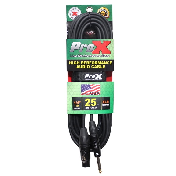 ProX XC-PXF25 25' 1/4" TS-M to XLR-F Unbalanced High Performance Audio Cable