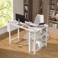thumbnail image 4 of White L Shaped Computer Desk with Power Outlet Shelves, 40 Inch Small Corner Desk for Small Space Home Office, Study Work PC Desks for Bedroom, White, 4 of 8