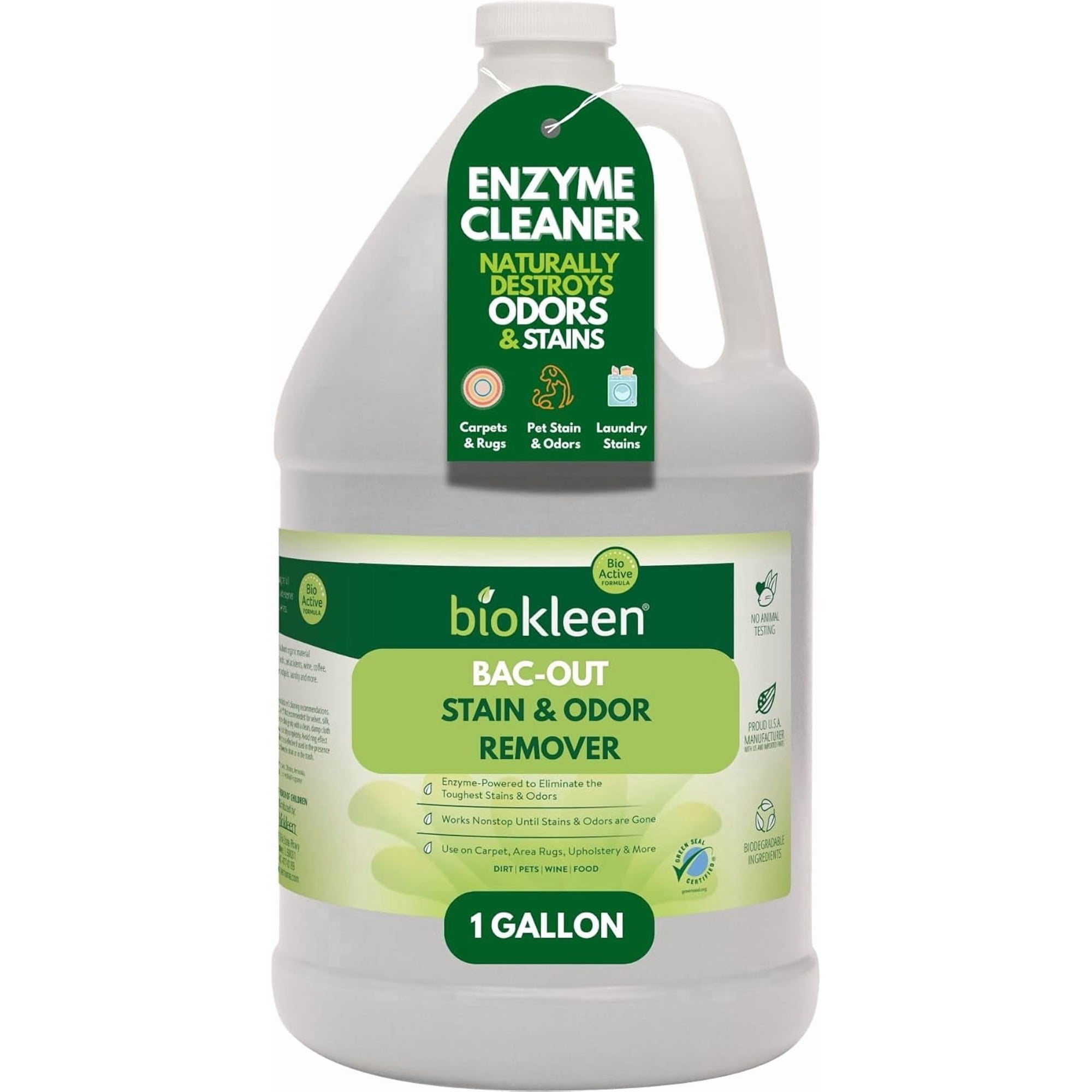 Biokleen Bac-Out Enzymatic Odor & Stain Remover for Pet Stains, Urine, Laundry, Diapers, Wine, Carpet, 128oz