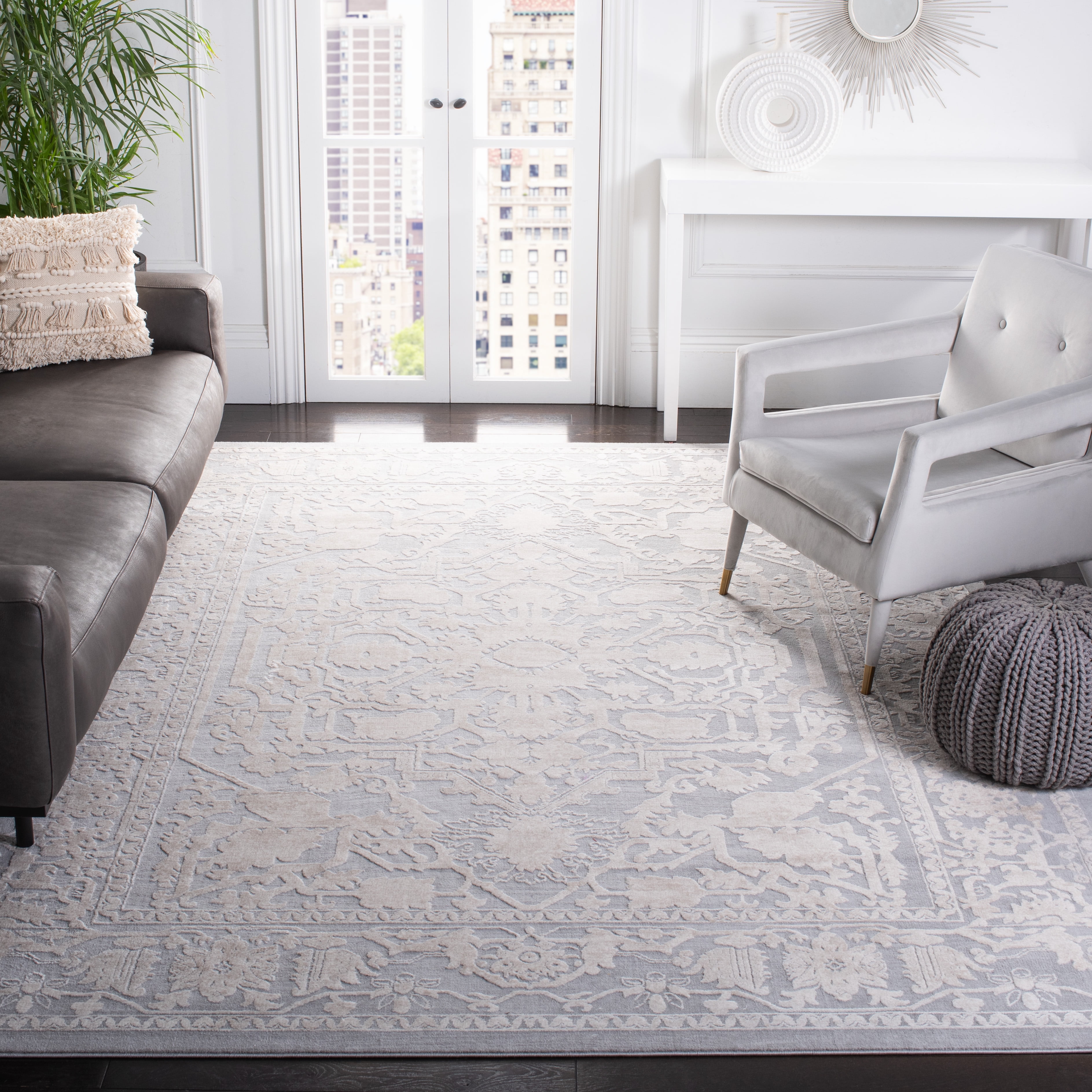 SAFAVIEH Reflection Christy Oriental Area Rug, Light Grey/Cream, 8' x 10'