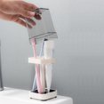 thumbnail image 6 of Toothbrush Holder Stand With Cover / Cup 3 Slots Toothbrush Holders For Bathrooms Compatible With Toothpaste Conventional Toothbrushes Storage Comb Multifunctional Storage, 6 of 7