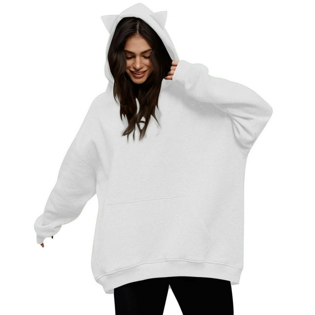Timegard Womens Long Sleeve Tops Drawstring Pullover Cute Hoodie Loose Comfy Sweatshirts Fall Winter