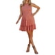 thumbnail image 5 of VISgogo Vestido Casual para Mujer, Cuello Redondo Sin Mangas Color Sólido Jersey Fruncido Línea A Mini Vestidos VISgogo moda, 5 of 9