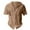 Brown, variant on Yiaimeir Mens Summer Solid Color Pockets Cotton Linen Short Sleeve Shirt Tops,Size M-3XL