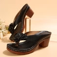 thumbnail image 7 of YLYL Women Thong Sandals with Flower Wedge Platform Chunky Heel Slip on Dressy Casual Summer Flip Flops, 7 of 7