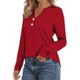 thumbnail image 4 of Breezora Women Casual Long Sleeve Button Down Shirt Blouse Comfortable Everyday Wear Relaxed Fit Tops XL Size Red, 4 of 6