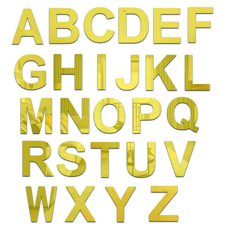 Acrylic Mirror Wall Stickers 26 Alphabet English Letters Diy Party Decor  Gold