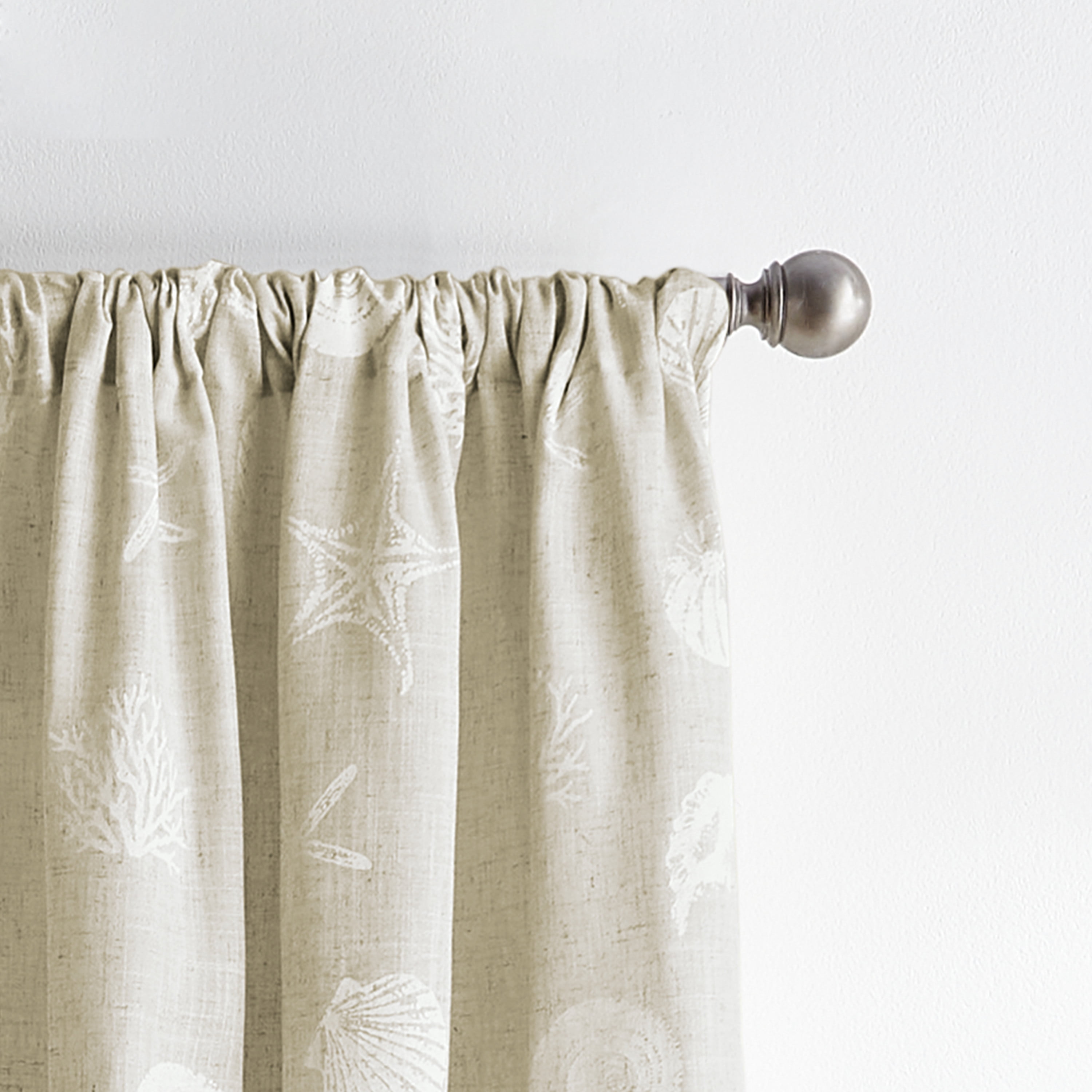 CHF Seashells 63" Curtain Panel, Printed, Linen, Adult