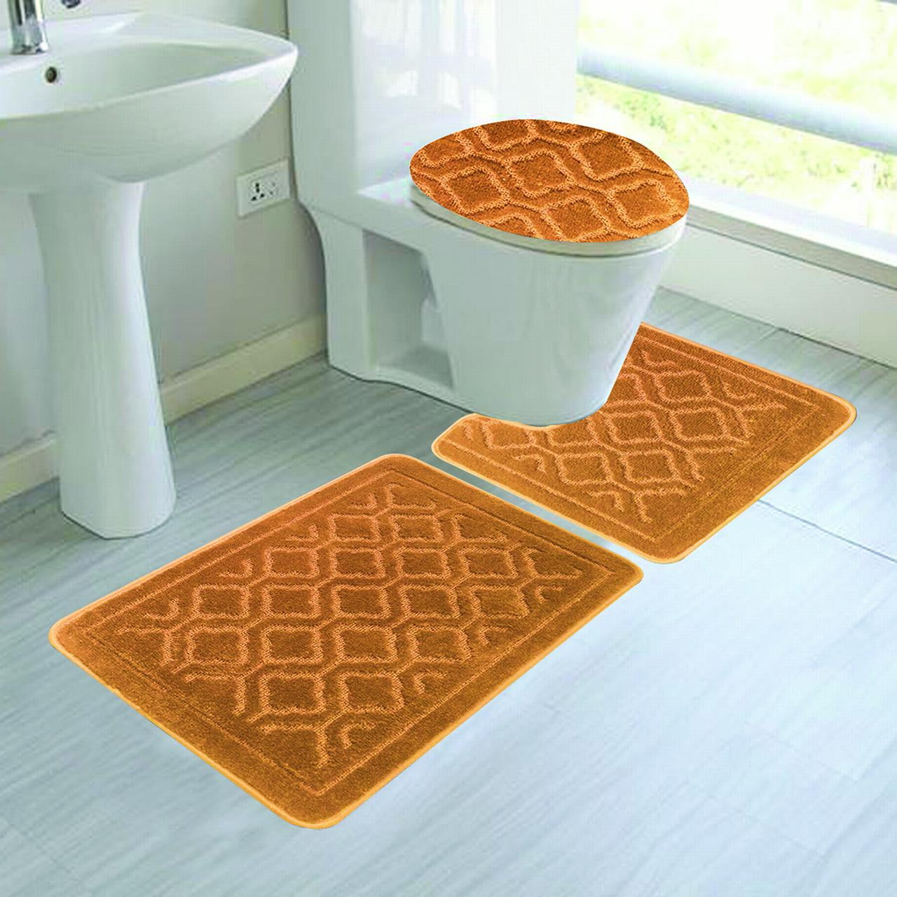 Catherine 3Piece Mega Size Bathroom Mat Set, Gold