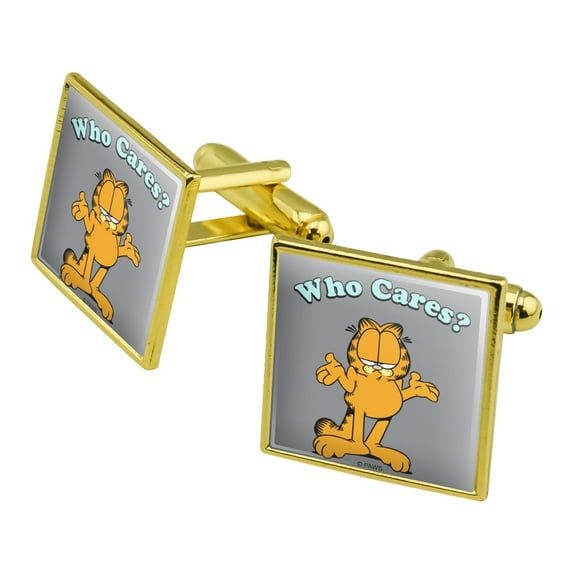 Garfield Who Cares? Square Cufflink Set - Silver or Gold