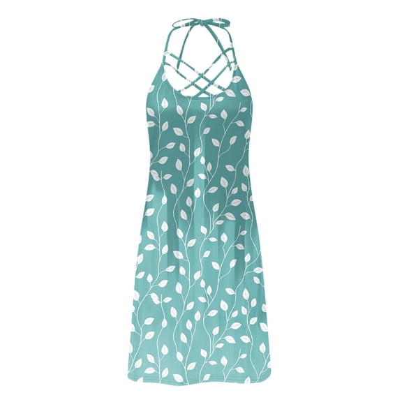 Zpanxa Women's Printed Summer Dress Sleeveless V Neck Loose Fit Tank Dress with Beach Pattern Casual Dress