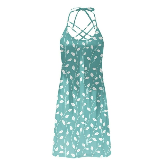 Amzcrzy Robes pour Femmes Mode Imprimé Floral Robes d'Été pour Femmes Décontractées Sans Manches Robe d'Été Dos Nu Ample Robe de Plage Mini