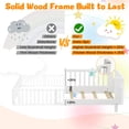 thumbnail image 5 of PORKISS Twin Size Bed with Fence for Kids, Solid Wood Twin Platform Bed Frame with Slats and Safety Guardrails for Girls Boys, Removable Guardrail, No Box Spring Needed, White, 5 of 9