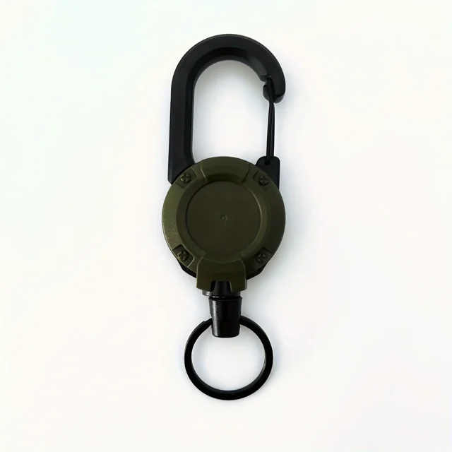 Porte-clés à Enrouleur de Badge Rétractable, Mousqueton Robuste avec Pince pour Clés, Cartes d'Identité et Sacs d'Extérieur