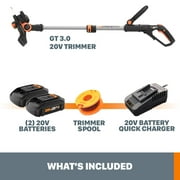 Worx WG163.10 20V PowerShare Cordless 12 Grass and Weed String Trimmer and Edger with Batteries and Charger