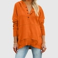 thumbnail image 2 of UTSJKR Oversized Hoodies for Women Thick Half Button V Neck Long Sleeve Sweatshirts Ribbed Pullover with Pockets Orange L, 2 of 6