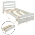 thumbnail image 5 of Twin Bed with Storage, Solid Wood Platform Bed Frame, Modern Twin Size Bed Frame with Headboard and Footboard, Bedroom Furniture Twin Platform Bed with Big Drawer, No Box Spring Needed, White, 5 of 8
