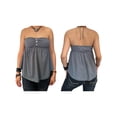 thumbnail image 2 of Argulvti Women Tube Top, Strapless Backless Solid/Stripes Vest Pleated Summer Tops, 2 of 8