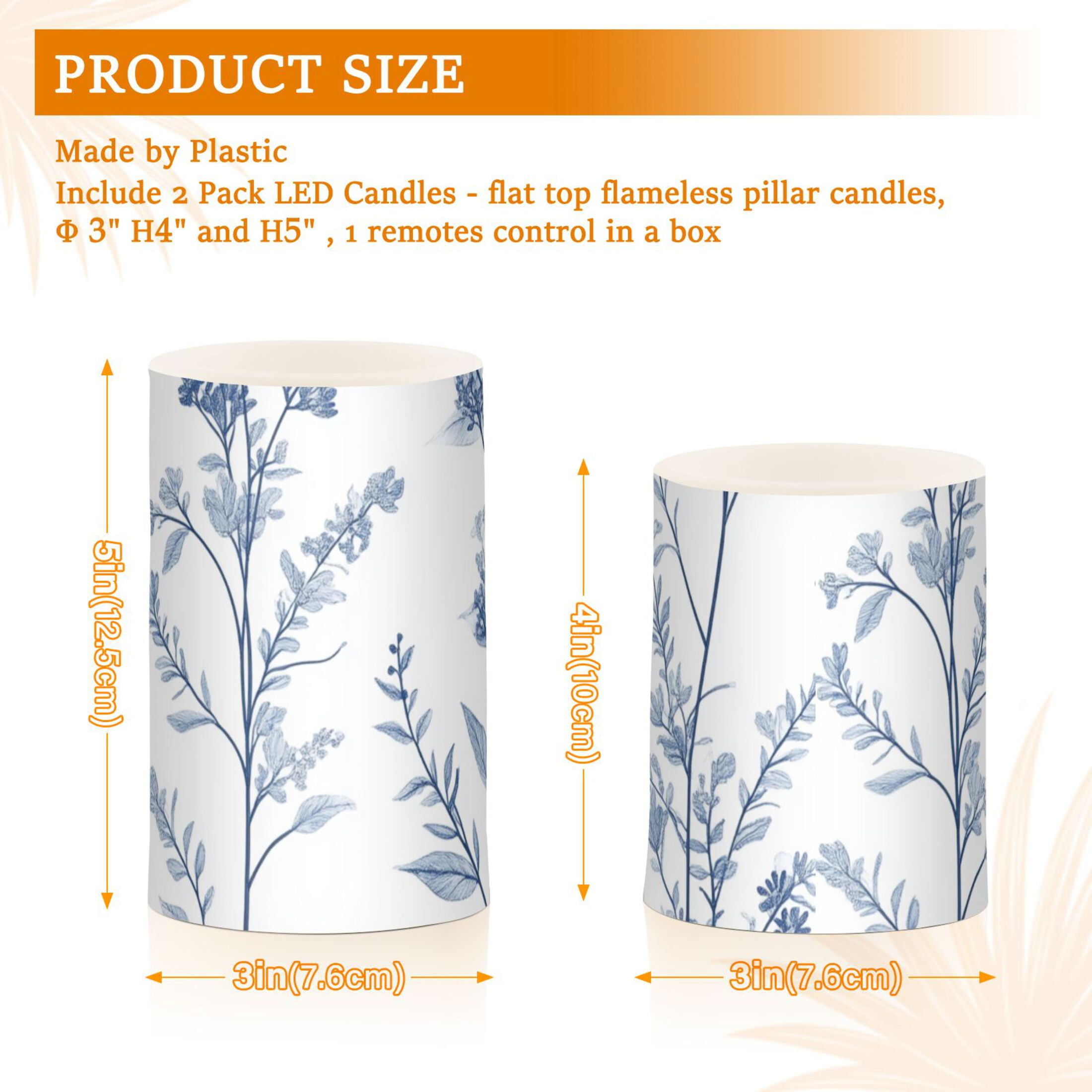 Delicate Wild Florals Flickering Flameless Candles LED Tealight Battery Operated with Remote Set of 2 Holiday Decor Ornaments
