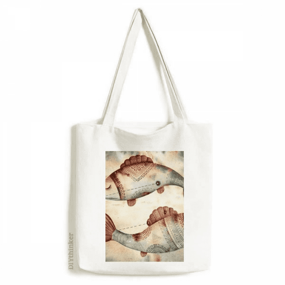 March Pisces Constellation Zodiac Tote Canvas Bag Shopping Satchel Casual Handbag