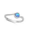 thumbnail image 4 of CHOOSE YOUR COLOR Blue Simulated Opal Swirl Circle Ring .925 Sterling Silver Band CZ Female Size 9, 4 of 4