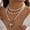 Silvery, variant on NICKSUN Pearl Beaded Heart Layered Pendant Necklace for Women,14k Gold Plated Punk Stacked Pearl Choker Necklace,Charm Statement Celebration Gift