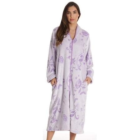 

Just Love Plush Zipper Lounger Robe - Solid Color Bathrobe for Women with Comfortable Zipper Closure (Lilac Small)