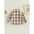 thumbnail image 4 of Toddlers Little Boys Girls Mixed Color Plaid Shacket Jacket Lapel Long Sleeve Single-breasted Outerwear Coat with Pockets, 4 of 7