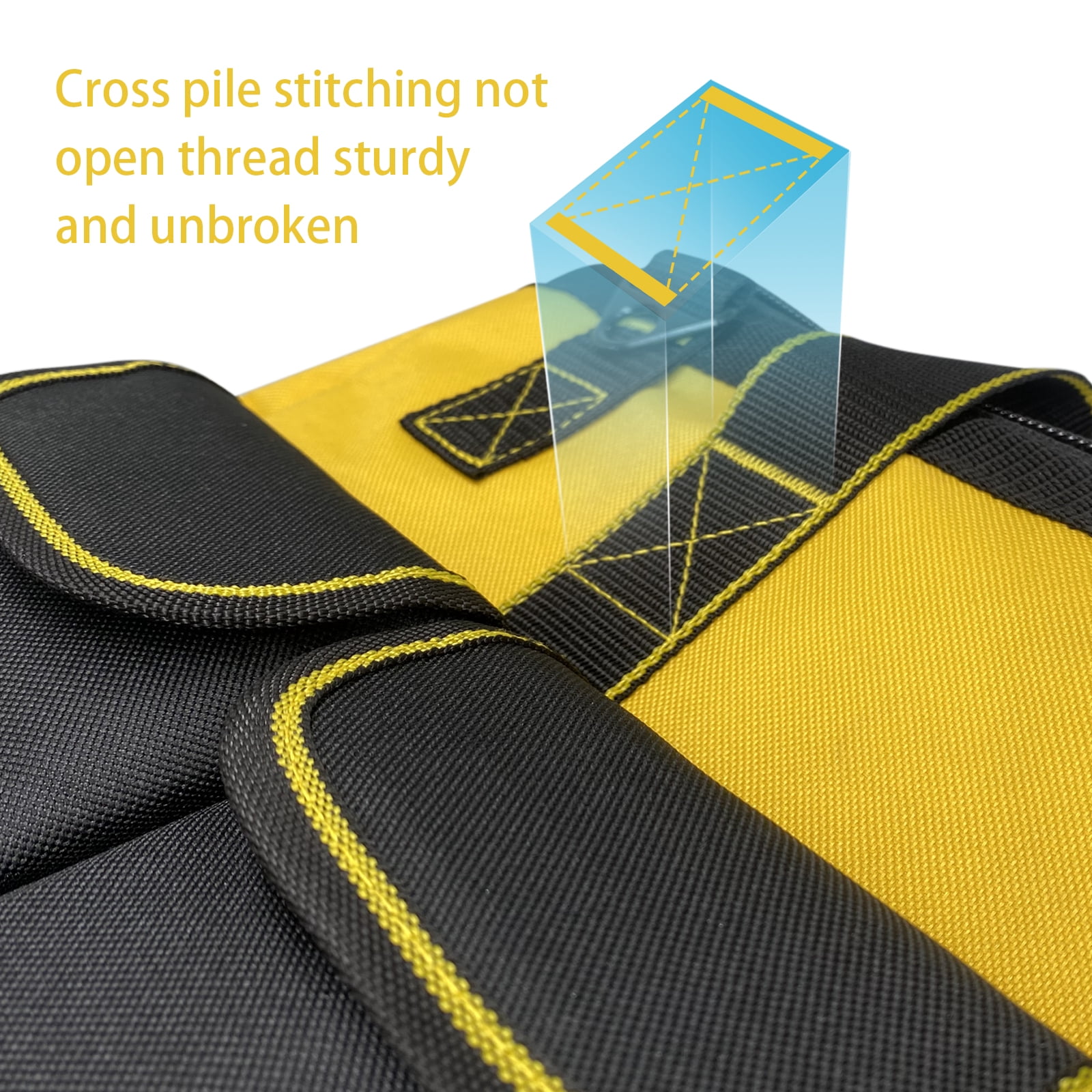 Yongzhenlite Garden Tools Bag 16inch Wide Mouth Tool Bag with Molded Base for Men heavy Duty,600D polyester fabric (Yellow color)