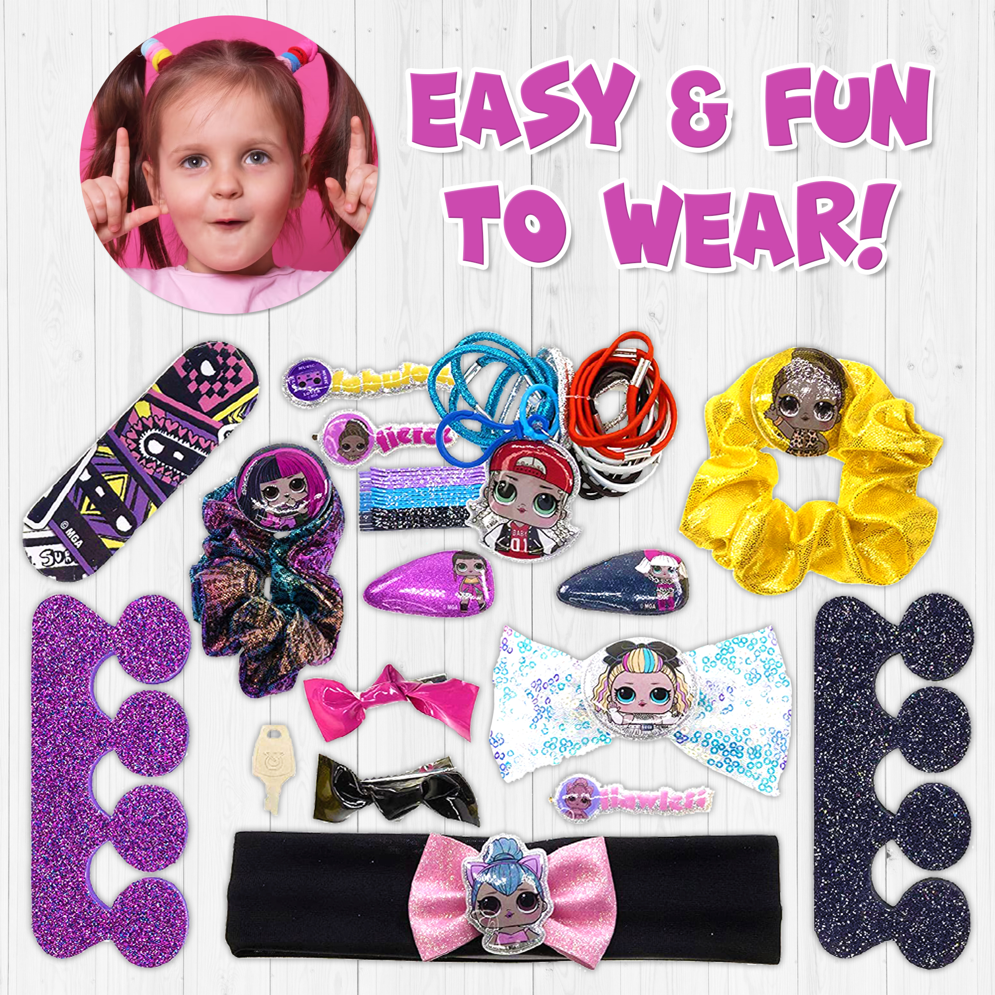 L.O.L. Surprise! Train Case Pretend Play Cosmetic Nail Lip and Hair Accessories Set for Girls, Ages 3+, By Townley Girl - image 4 of 12