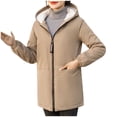 thumbnail image 2 of Jackets for Women Ndbuld Women's Coat Mid-length Quilted Jacket Ultra Lightweight Warm Foldable Hooded Women's Down Jacket on Clearnce,M-3XL,Khaki, 2 of 5