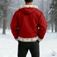 thumbnail image 4 of Men's New Fleece-Lined Hooded Cardigan Hoodie - Red XXXL, 4 of 6
