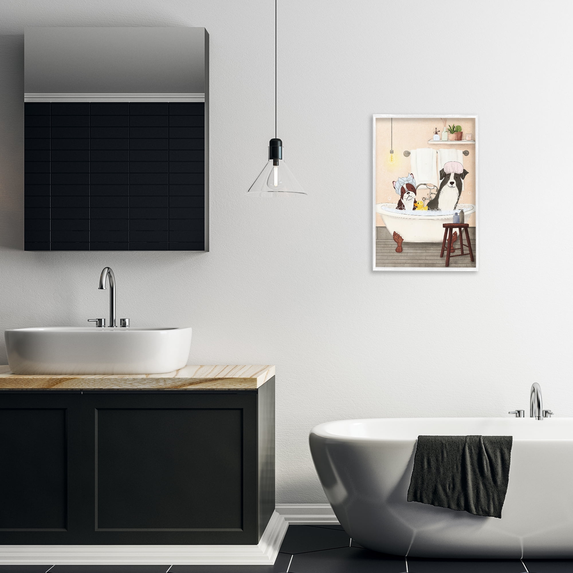 Stupell Industries Doggie Bath Time Typography Painting White Framed Art Print Wall Art, 16 x 24