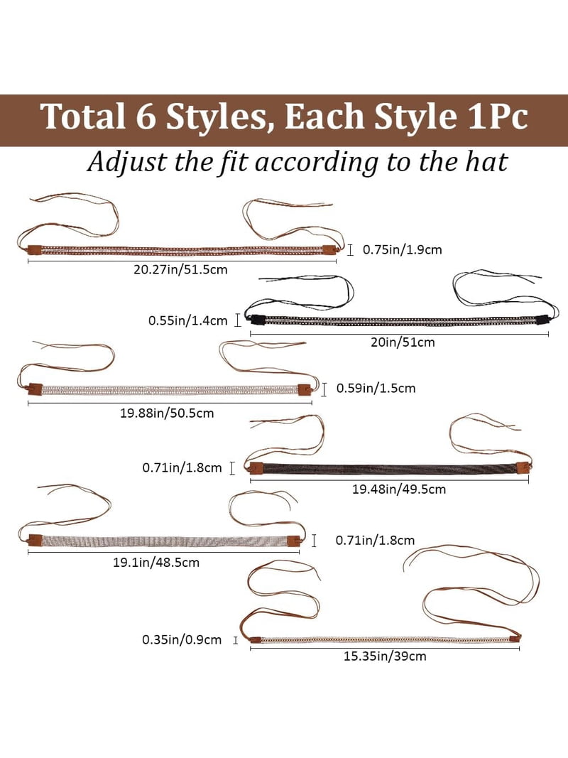 6 Styles Rhinestone Cowboy Hat Bands 15.3-20.2in Bling  display picture 2