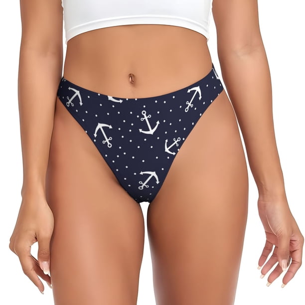 Fotbe Anchors Tanga Sin Costuras para Mujer con Estampado – Panties Invisibles, Transpirables y Cómodos para Uso Diario-X-Small