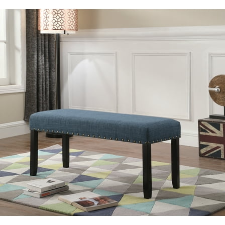 CoSoTower Fabric Dining Bench with Nailhead Trim, Blue