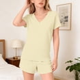 thumbnail image 3 of EnJoCho Girls 2 Piece Summer Outfits Tween Short Sleeve V Neck T Shirt Elastic Waist Shorts Matching Set Pockets Casual Beach Sets, 3 of 9