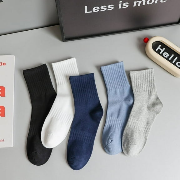 5Pairs Men's Crew Socks Breathable Cotton Socks Comfortable Dress Socks Athletic Socks for Men