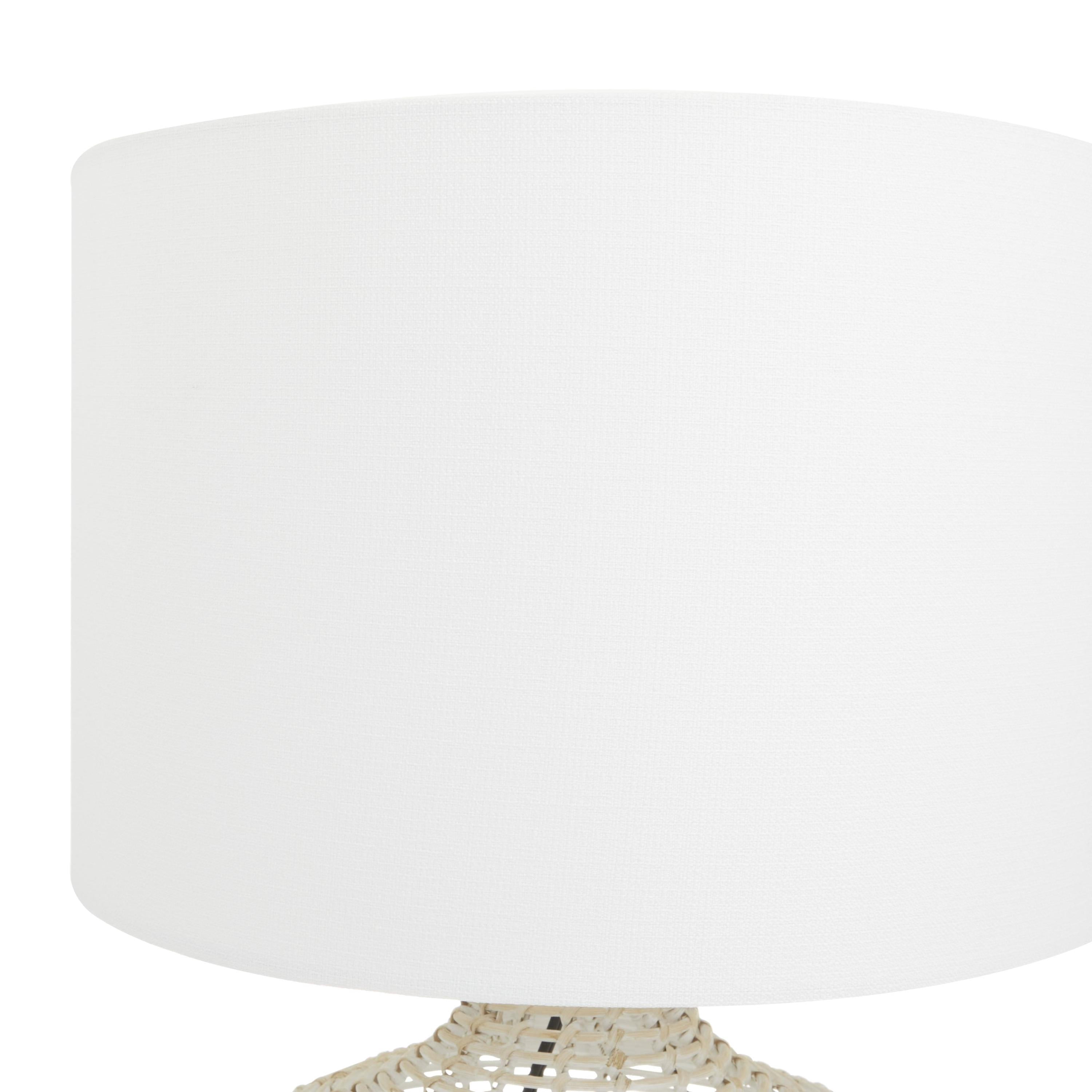 DecMode 25" Handmade Woven Beige Table Lamp with White Linen Shade